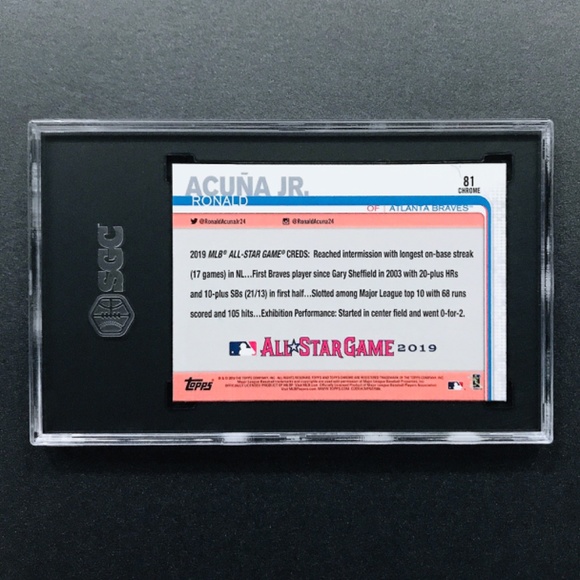 Ronald Acuna Jr. - 2019 Topps Chrome Update AS #81 SGC 9 - Picture 3 of 4